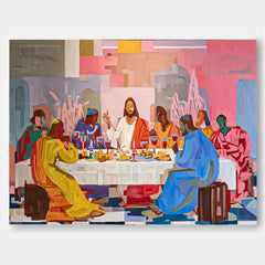 Modern Last Supper Painting With Bold Colors For Dining Room Wall Art Decor