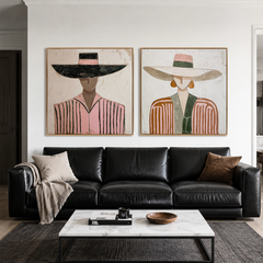 Silent Elegance – Hand-Painted Abstract Figures 3D Canvas Art