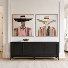 Silent Elegance – Hand-Painted Abstract Figures 3D Canvas Art