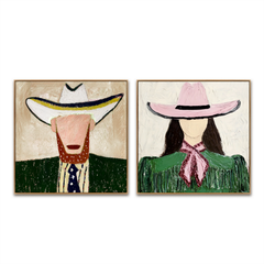 Twilight Duo – Hand-Painted 3D Abstract Figures Canvas Set hand-painted wall art