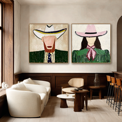 Twilight Duo – Hand-Painted 3D Abstract Figures Canvas Set