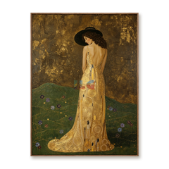 Gilded Hillside Grace – Ornate Figurative Floral Wall Art hand-painted wall art