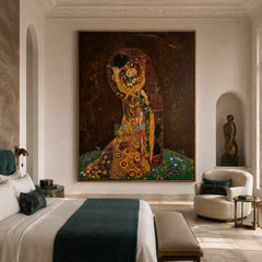 Golden Embrace Reverie – Ornate Romantic Figurative Wall Art
