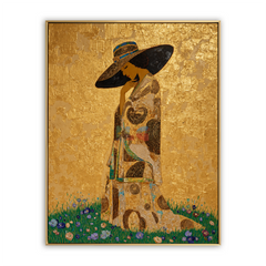 Sunlit Kimono Muse – Ornate Figurative Floral Wall Art hand-painted wall art