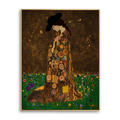 Velvet Bloom Heiress – Ornate Figurative Floral Wall Art hand-painted wall art