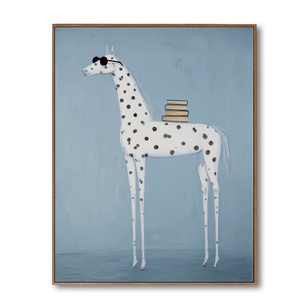 Blue Scholar – Whimsical Horse Canvas Art hand-painted wall art