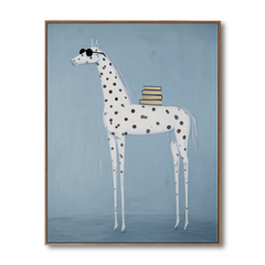 Blue Scholar – Whimsical Horse Canvas Art hand-painted wall art