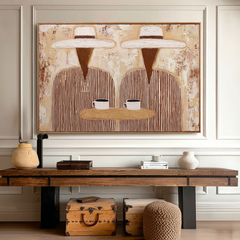 Coffee Break – Hand-Painted Minimalist Oil Painting