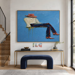 Blue Drift Lounge – Modern Reclining Figurative Wall Art