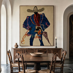 Blue Shadow Rider – Contemporary Western Figure Wall Art