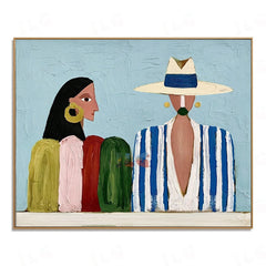 Coastal Conversation – Abstract Figurative Wall Art hand-painted wall art