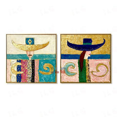 Coastal Riders – Abstract Portrait Wall Art Set hand-painted wall art