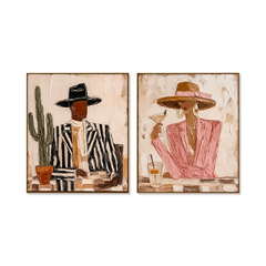 Desert Chic Duo – Abstract Fashion Portrait Wall Art hand-painted wall art