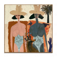 Desert Duo Portrait – Abstract Figurative Wall Art hand-painted wall art