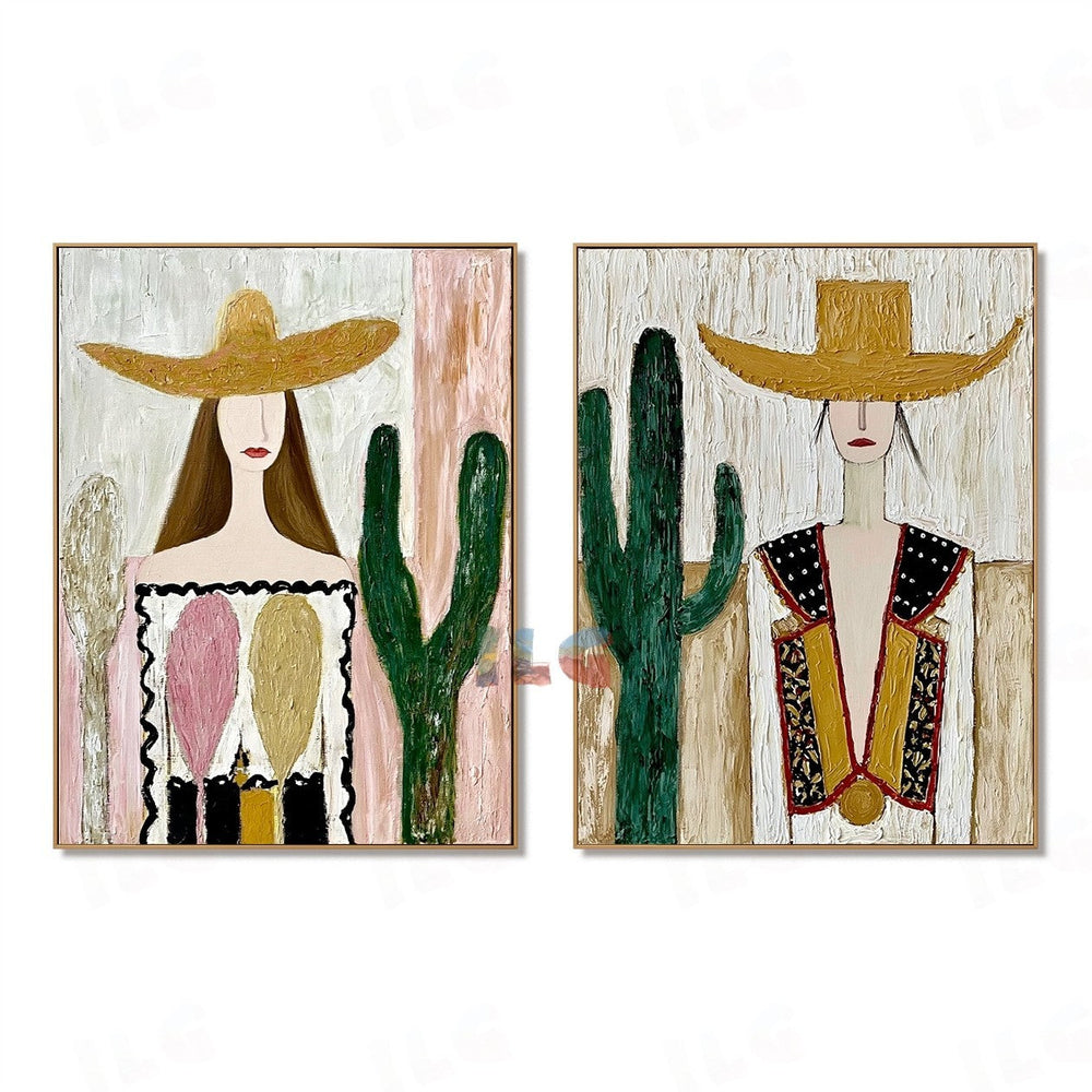 Desert Muse – Western Portrait Wall Art Set hand-painted wall art