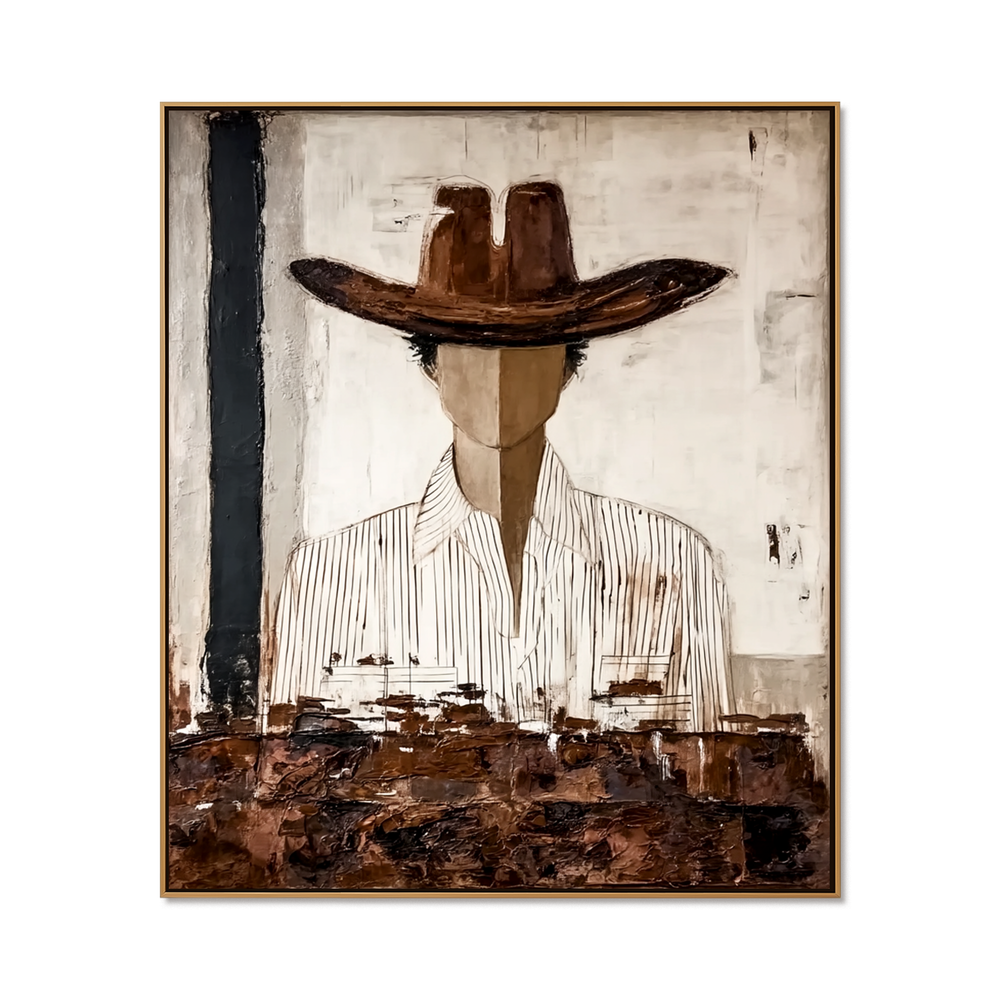 Desert Nomad Portrait – Abstract Cowboy Wall Art hand-painted wall art