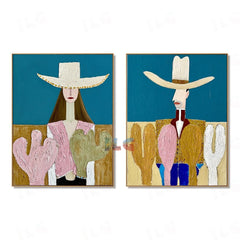 Desert Riders – Abstract Portrait Wall Art Set hand-painted wall art