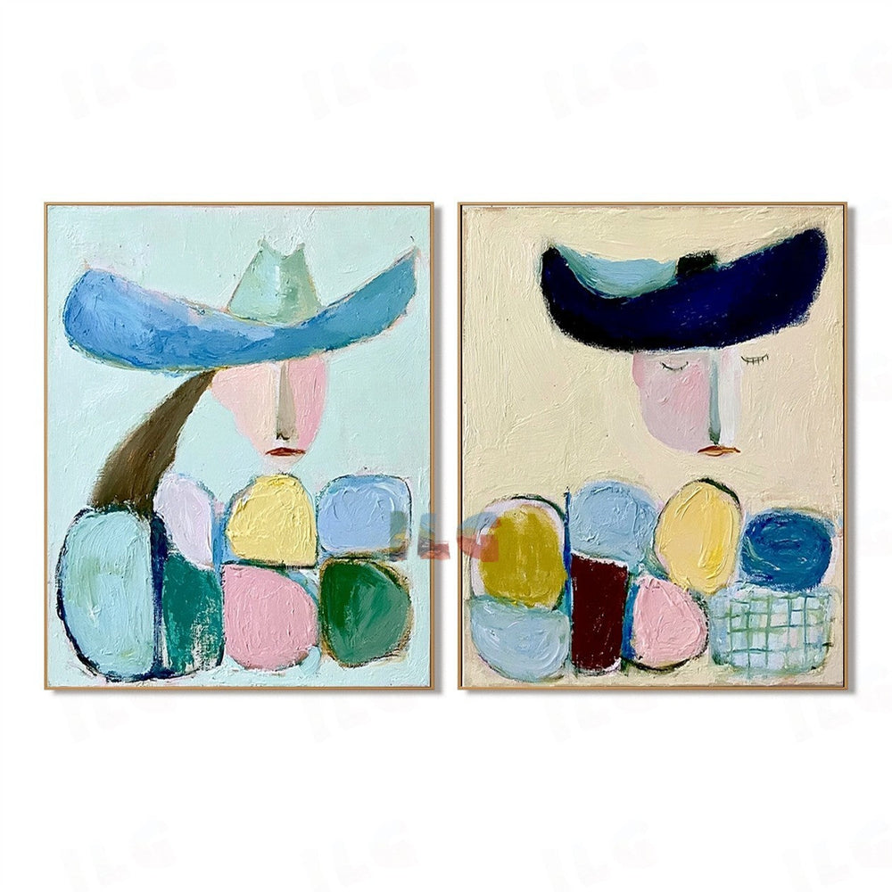 Dreamy Figures – Abstract Portrait Wall Art Set hand-painted wall art