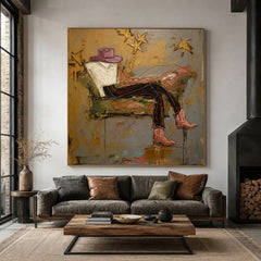 Golden Echo Wanderer – Contemporary Figurative Wall Art
