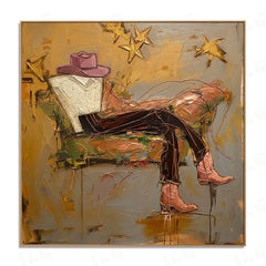 Golden Echo Wanderer – Contemporary Figurative Wall Art hand-painted wall art