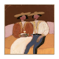 Golden Evening Pair – Elegant Figurative Wall Art hand-painted wall art