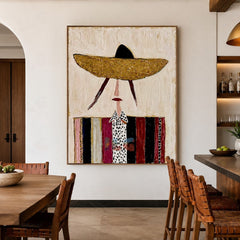 Golden Hat Muse – Abstract Figurative Wall Art