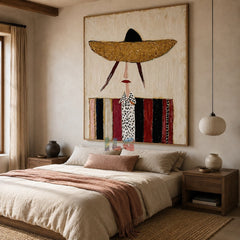 Golden Hat Muse – Abstract Figurative Wall Art