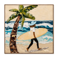 Island Wave Journey – Coastal Figurative Wall Art hand-painted wall art