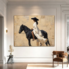 Midnight Rider – Elegant Horseback Figurative Wall Art