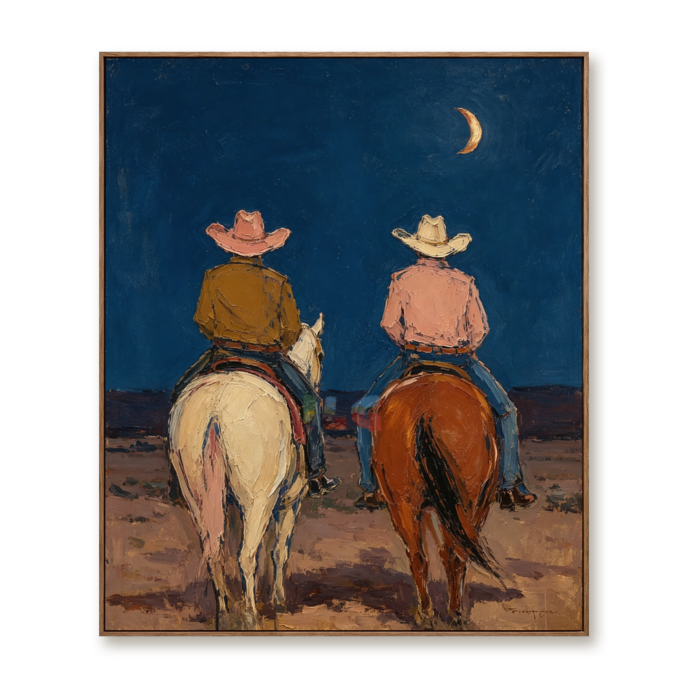 Moonlit Riders – Western Figurative Wall Art hand-painted wall art