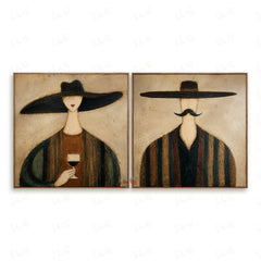Mustache Society Duo – Figurative Wall Art hand-painted wall art
