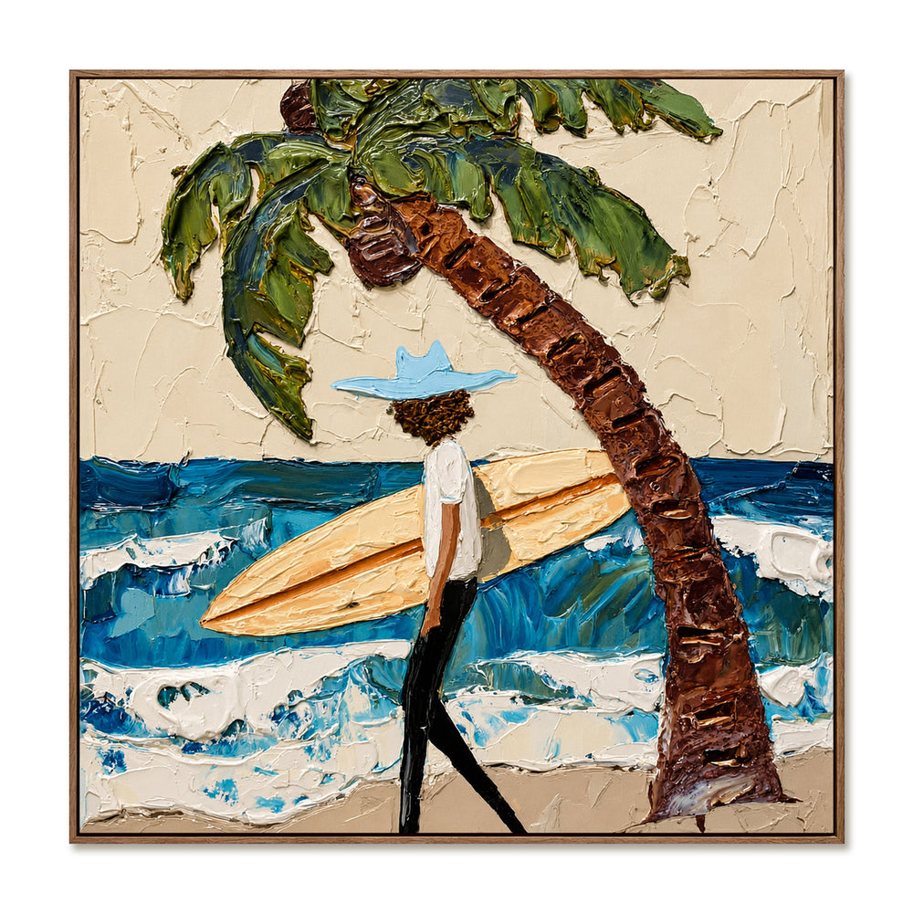Ocean Palm Escape – Coastal Figurative Wall Art hand-painted wall art