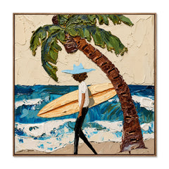 Ocean Palm Escape – Coastal Figurative Wall Art hand-painted wall art