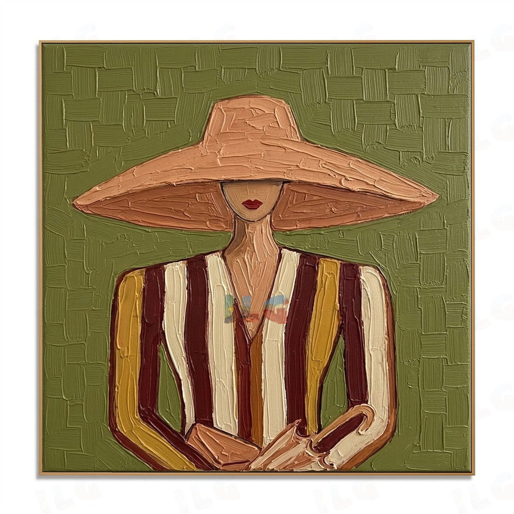 Olive Muse Portrait – Modern Figurative Wall Art hand-painted wall art