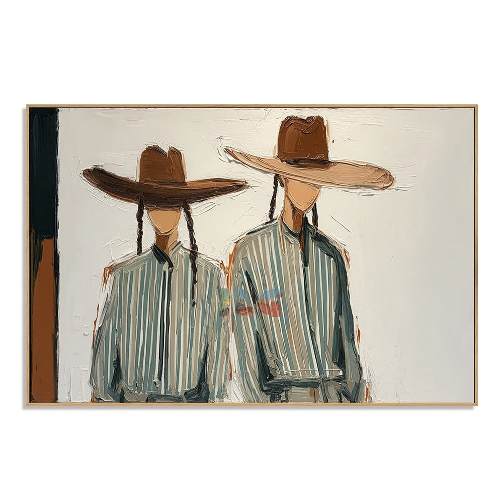 Parallel Souls – Contemporary Western Couple Wall Art hand-painted wall art
