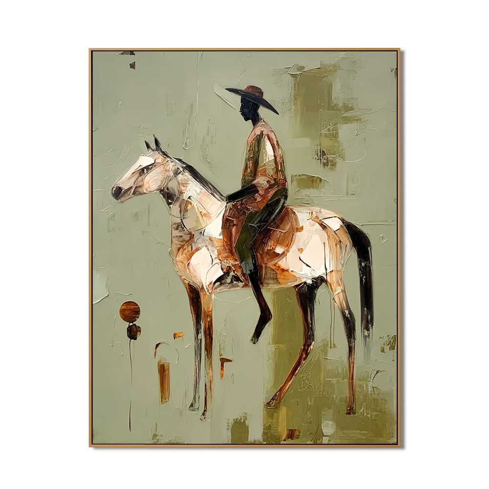 Silent Prairie Journey – Equestrian Figurative Wall Art hand-painted wall art