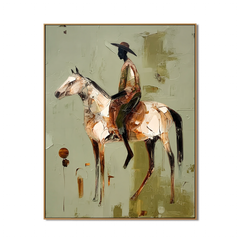 Silent Prairie Journey – Equestrian Figurative Wall Art hand-painted wall art