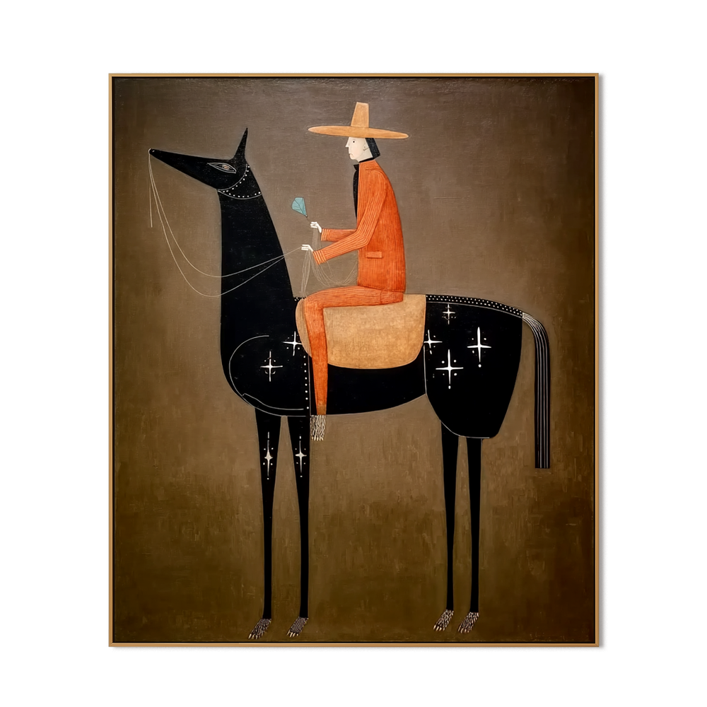 Starlit Voyage – Contemporary Equestrian Figurative Wall Art hand-painted wall art