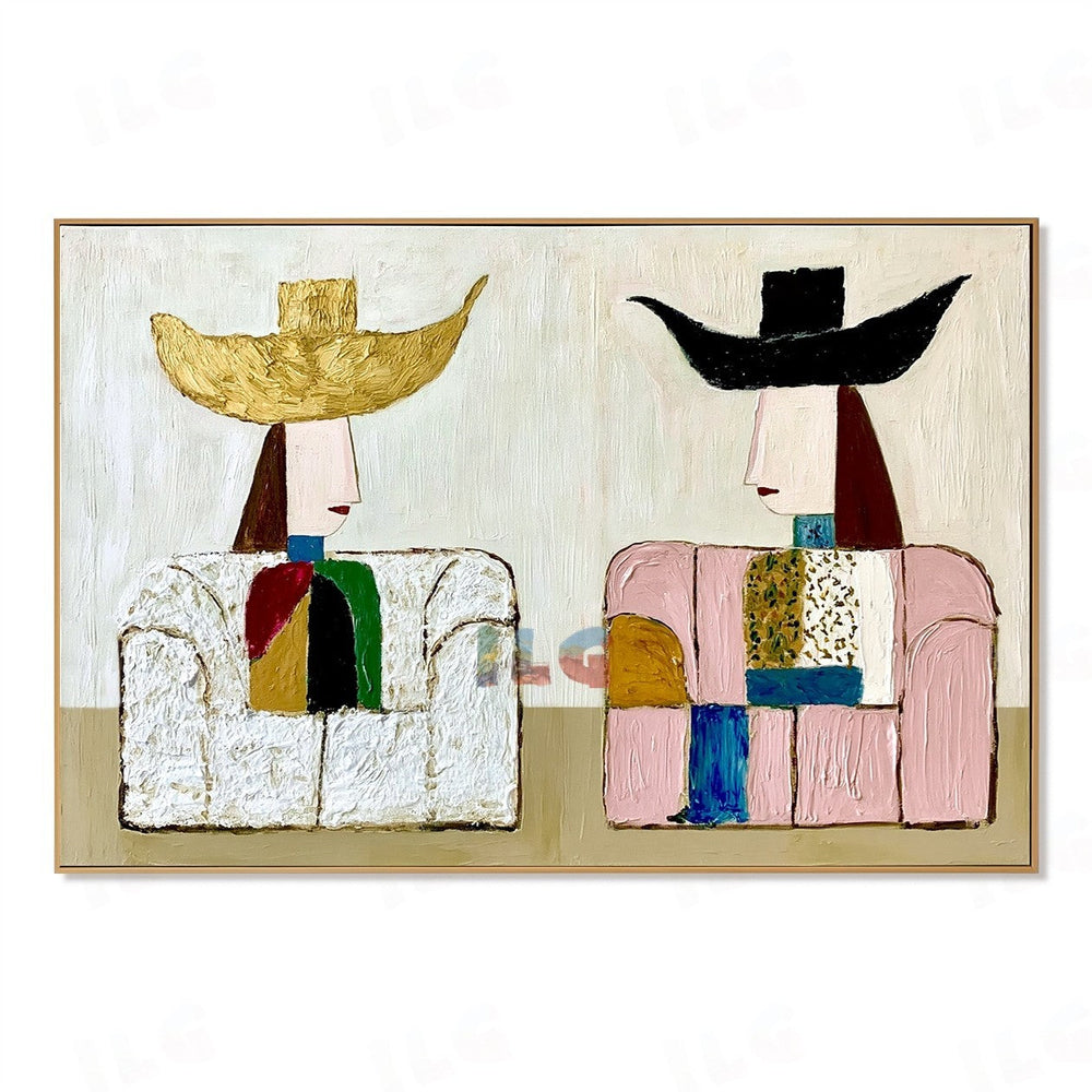The Quiet Duo – Abstract Figurative Wall Art hand-painted wall art