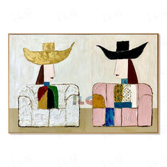 The Quiet Duo – Abstract Figurative Wall Art hand-painted wall art