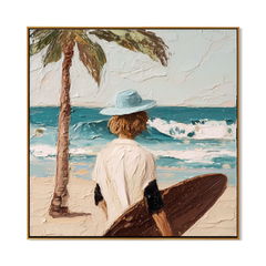 Tidebound Solitude – Coastal Surfboard Wall Art hand-painted wall art
