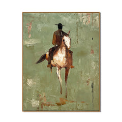 Verdant Rider Spirit – Equestrian Figurative Wall Art hand-painted wall art