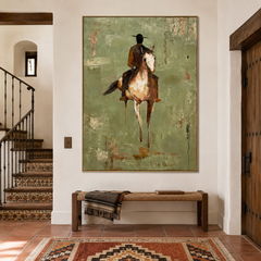 Verdant Rider Spirit – Equestrian Figurative Wall Art