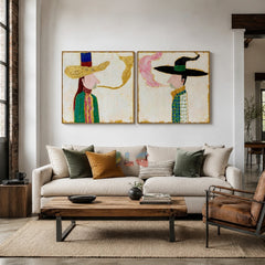 Whispering Hats – Abstract Portrait Wall Art Set
