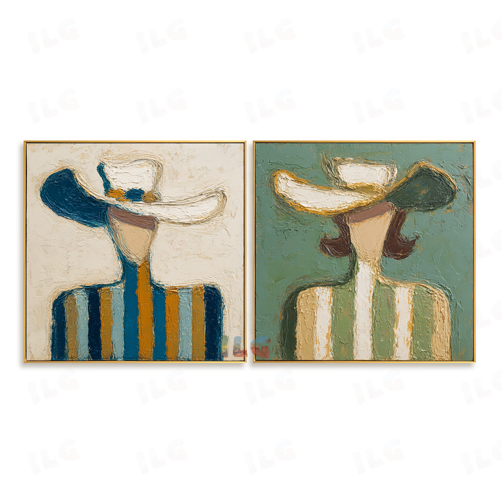 Woven Horizon Duo – Figurative Wall Art hand-painted wall art