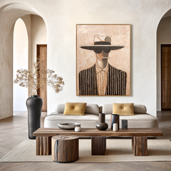 Noir Stripes – Hand-Painted 3D Abstract Male Figure Canvas