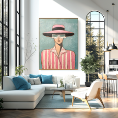 Rose Stripes – Hand-Painted 3D Abstract Figure Canvas
