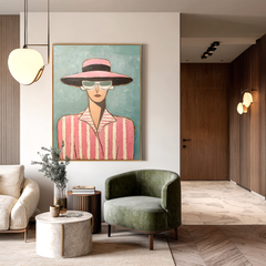 Rose Stripes – Hand-Painted 3D Abstract Figure Canvas