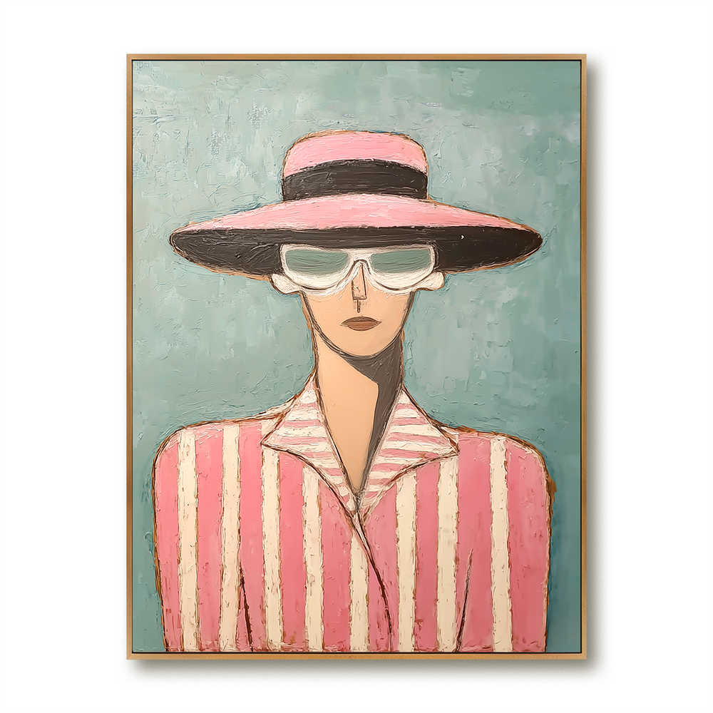 Rose Stripes – Hand-Painted 3D Abstract Figure Canvas hand-painted wall art