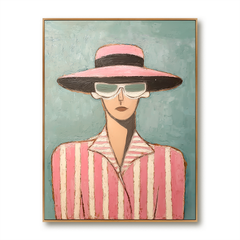 Rose Stripes – Hand-Painted 3D Abstract Figure Canvas hand-painted wall art